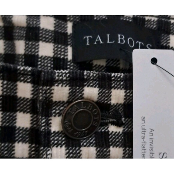 NWT Talbots Pants Women's 10 Black White Corduroy Checkered Straight Leg Preppy - Picture 6 of 12
